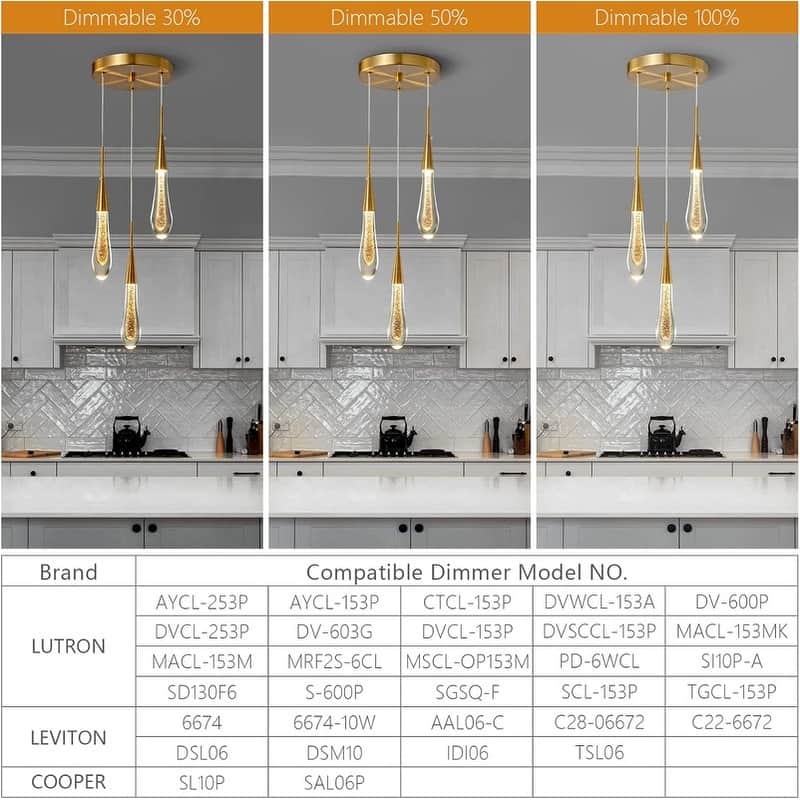 KAYLA Raindrop Chandelier, Modern Glass Pendant Light, Bulb Included