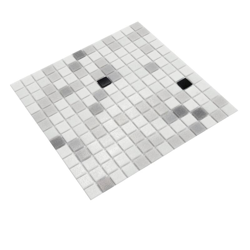Apollo tile 12" x 12" Mingles Glossy White Black Glass Tile (20 sq ft/case) - 20 Pack
