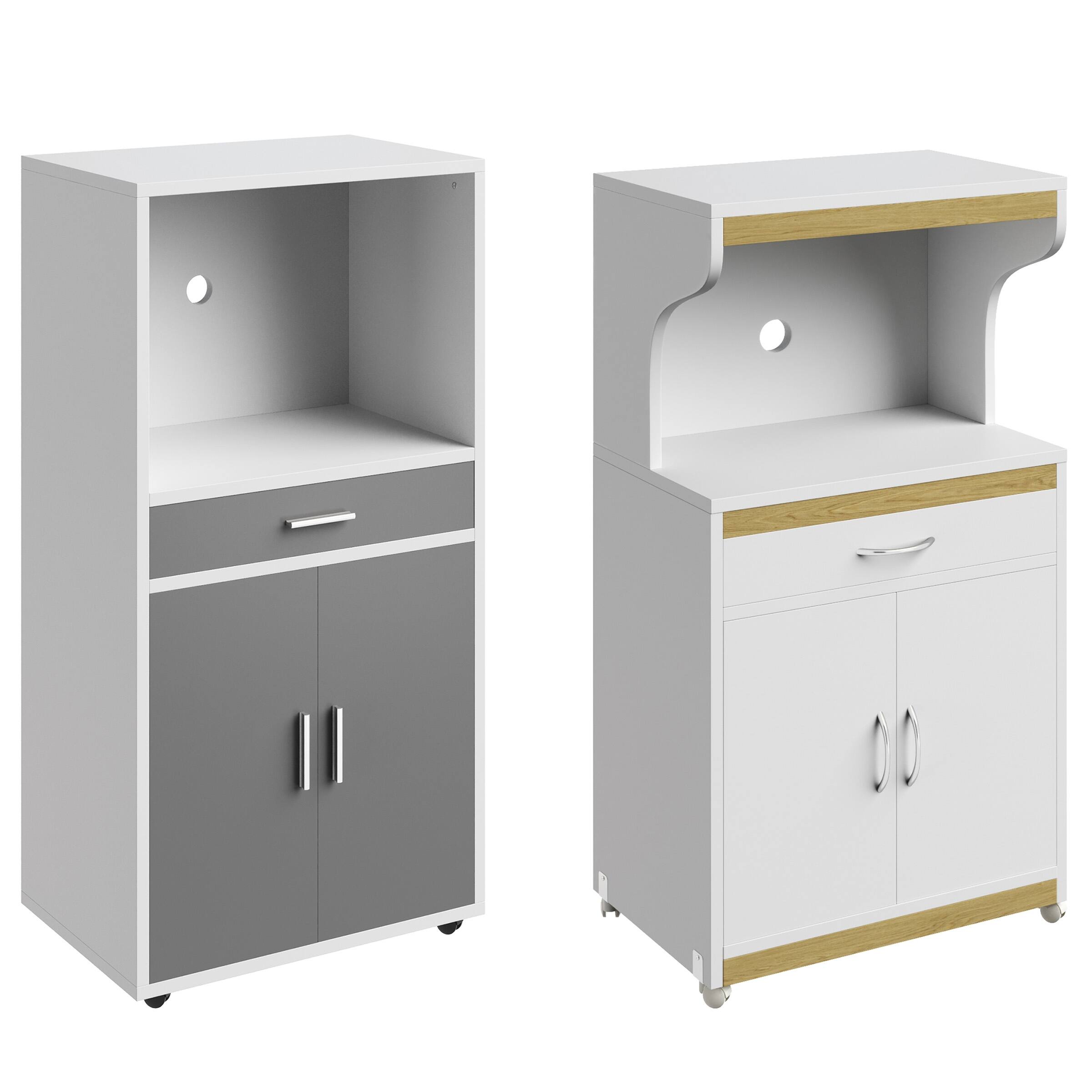 Lavish Home Rolling Microwave Cart, White and Gray On Sale Bed Bath