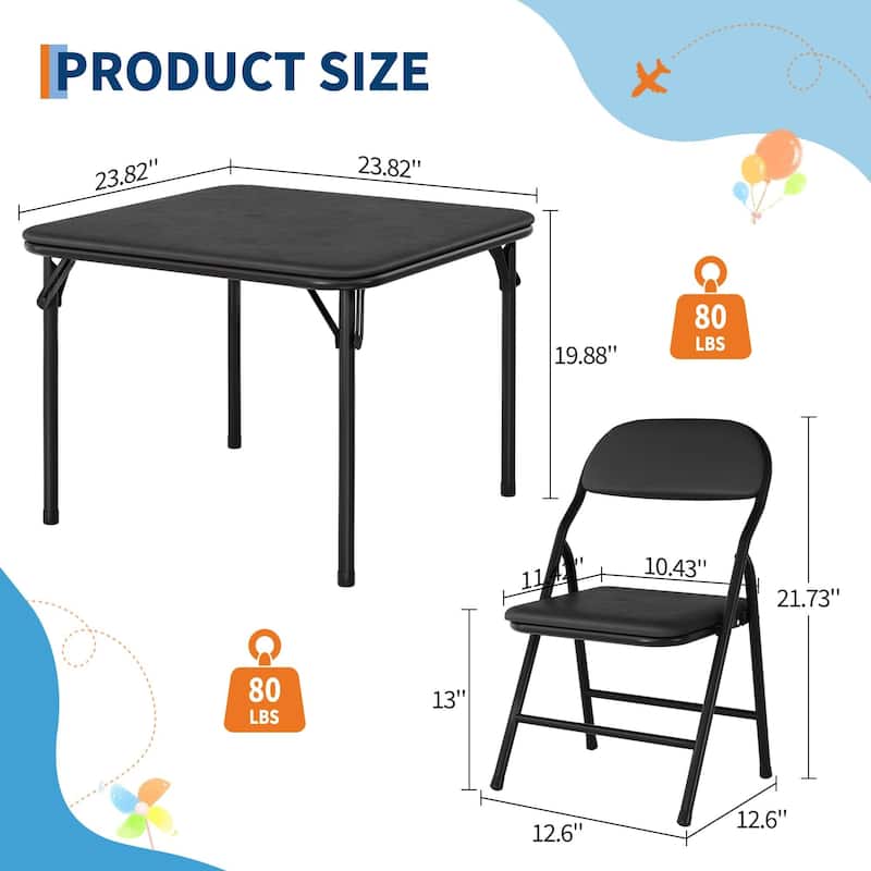 3/5-Piece Kids Folding Table and Chairs Set, Toddlers Children's Activity Table and Chairs Set