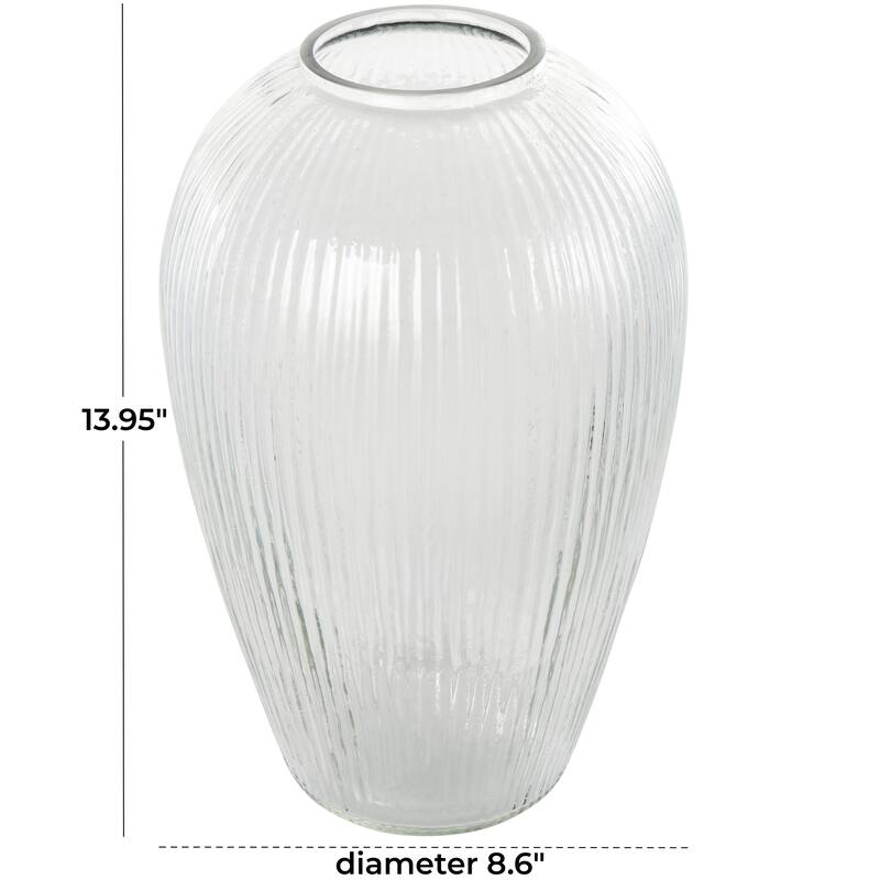 Clear Glass Ribbed Decorative Vase