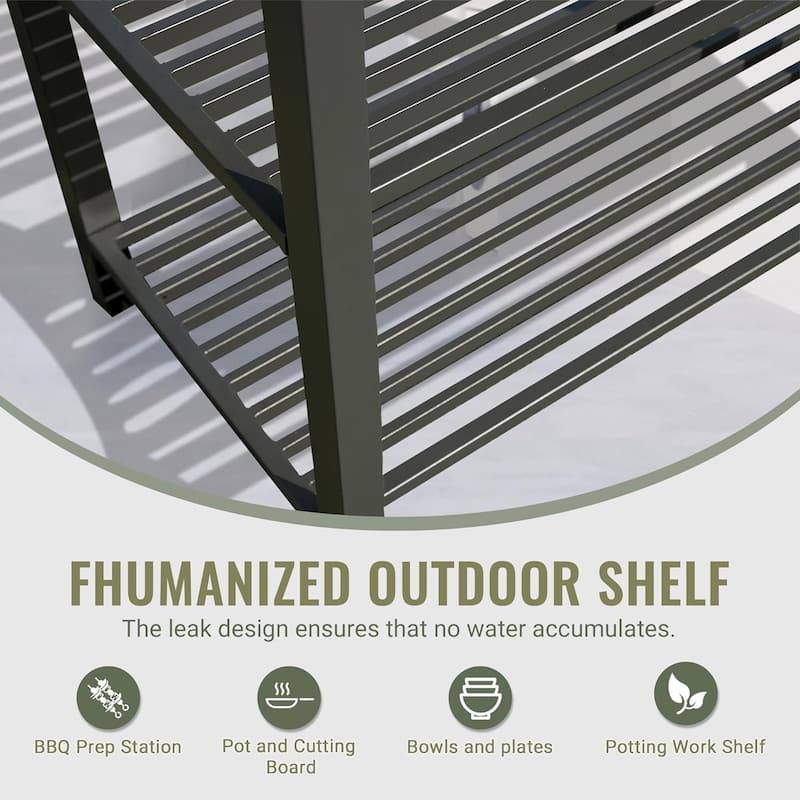 GDFStudio - Thaddeus Outdoor Modular Kitchen Island with Storage and Freestanding Grill Cabinet