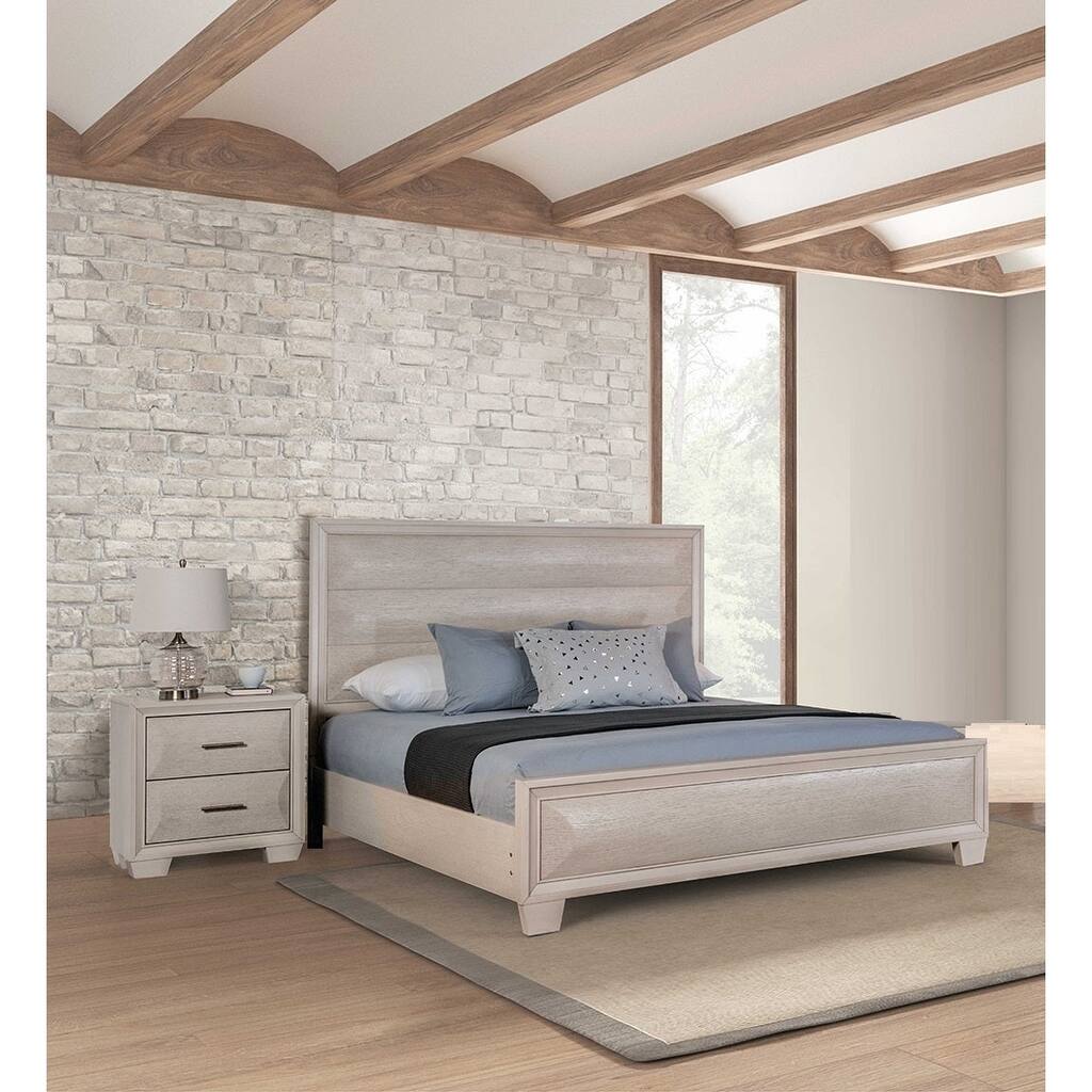 Classic White Oak Finish Solid Wood Bedroom Furniture Set 3pc ...