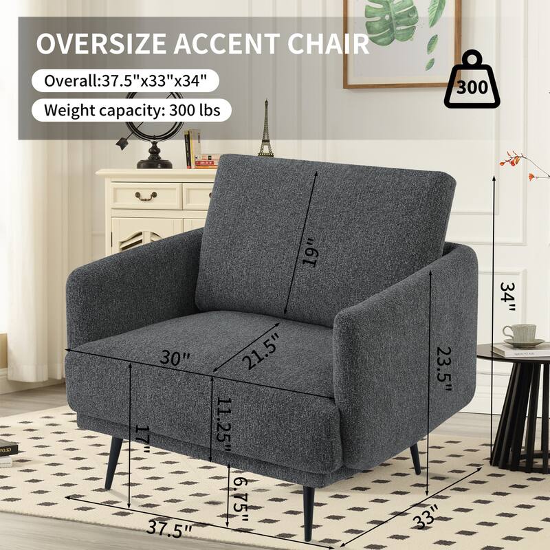 Karaka 37.5"W Oversized Armchair Leisure Sofa Accent Chair (Set of 2)