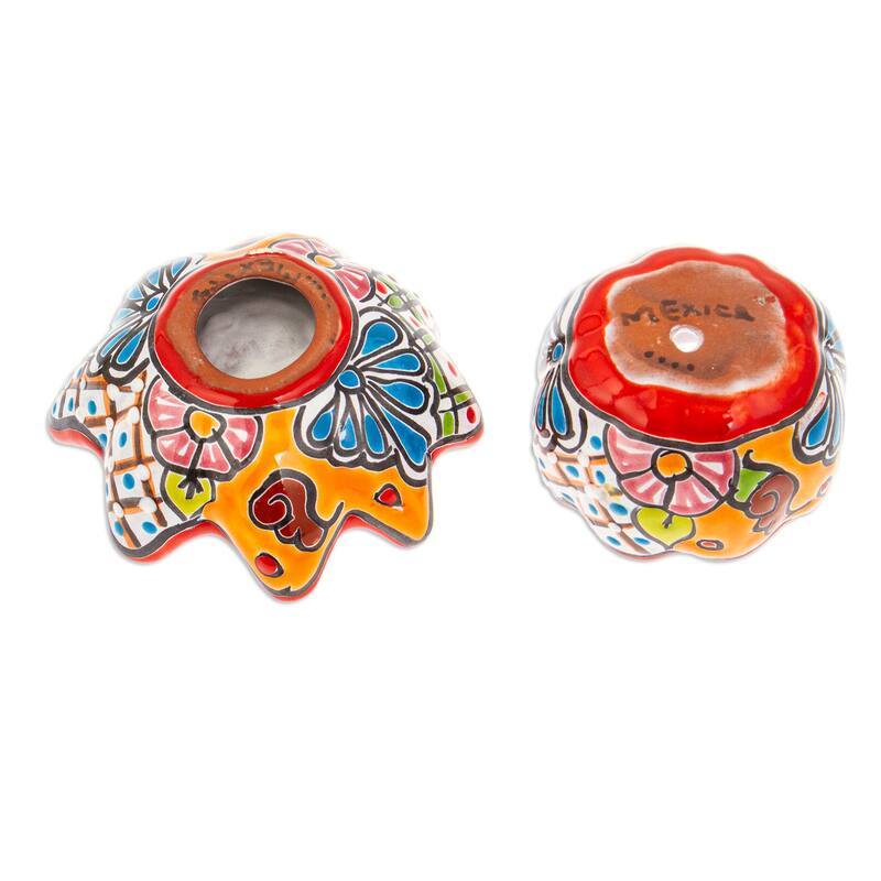 Novica Handmade Talavera Eden In Strawberry Ceramic Flower Pot