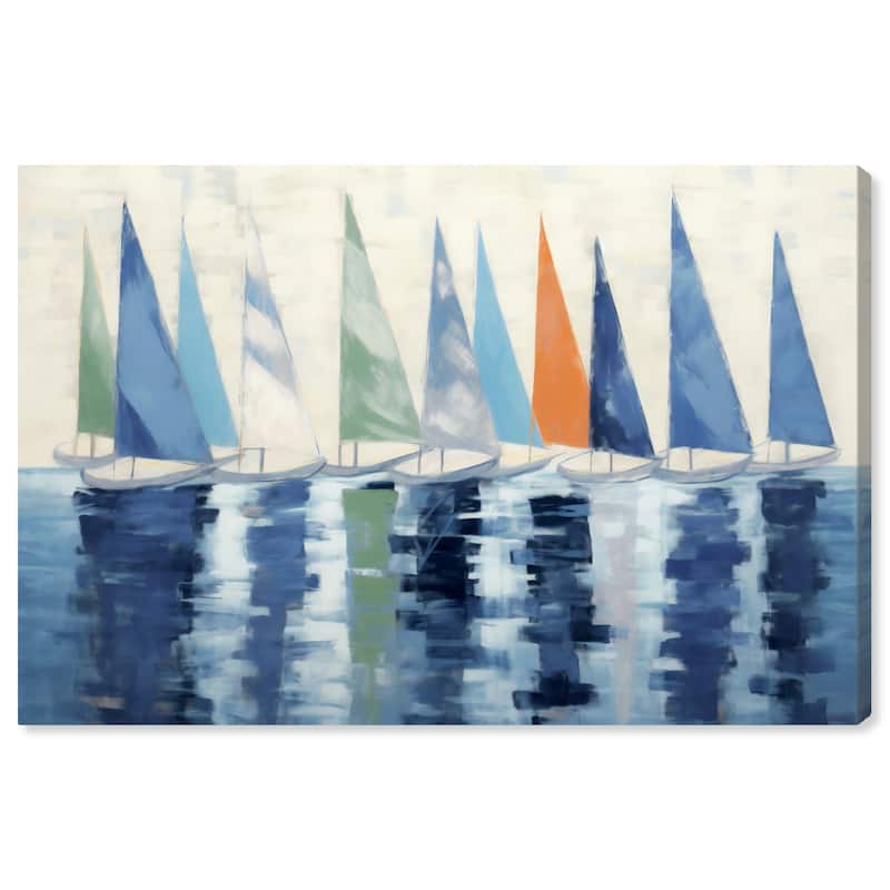Wynwood Studio Canvas Nautical and Coastal View of the Sailboats Blue and Nautical & Coastal Wall Art Canvas Print