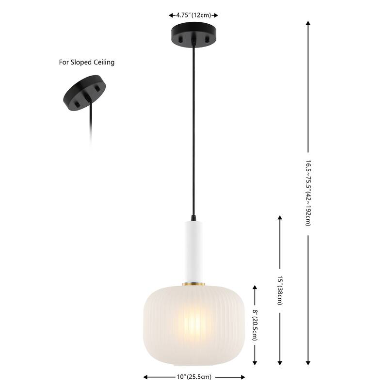 SAFAVIEH Dortje 10-inch Pendant Light - 10 In. W x 10 In. D x 17-76 In. H - White/Black - 10Wx10Dx76H