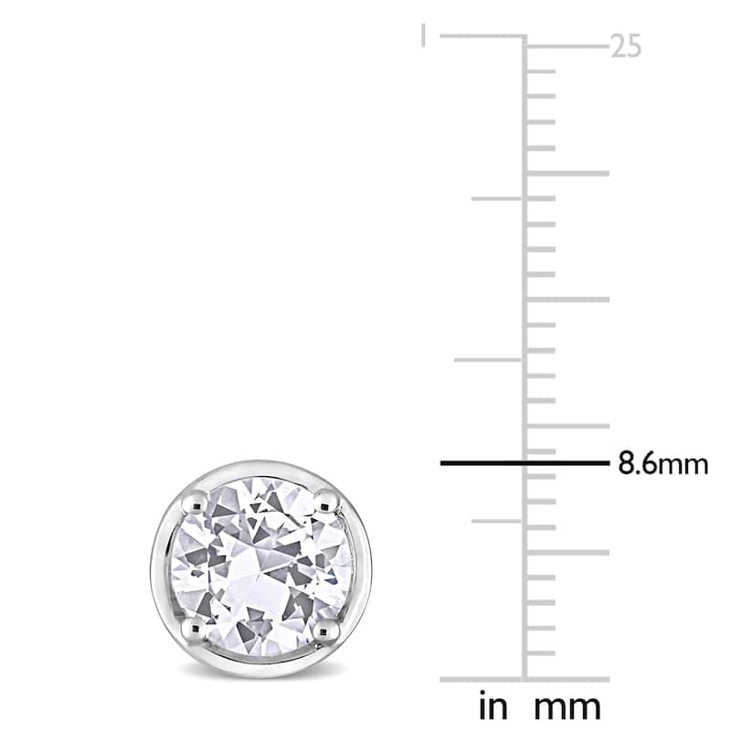 Miadora 3 1/4ct TGW Created White Sapphire Solitaire Bezel Stud Earrings in Sterling Silver