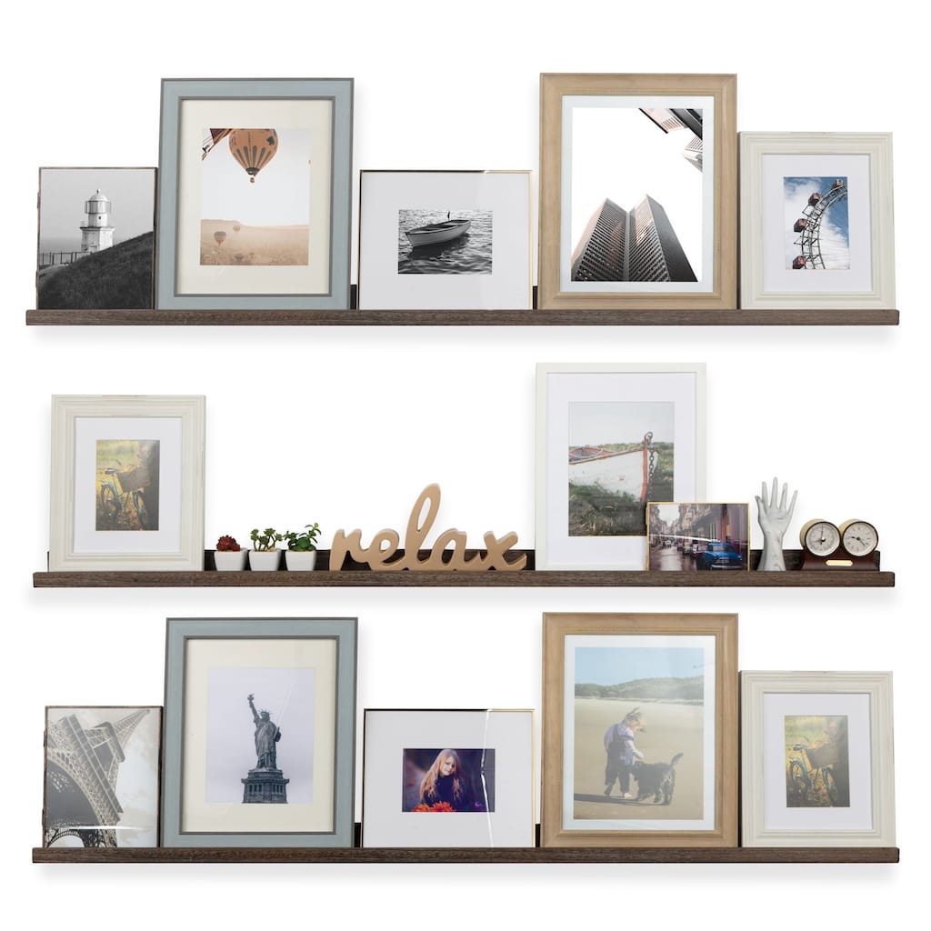 Rustic State Set of 3 Wall Mounted Shelves 60 Inch Photo Ledge