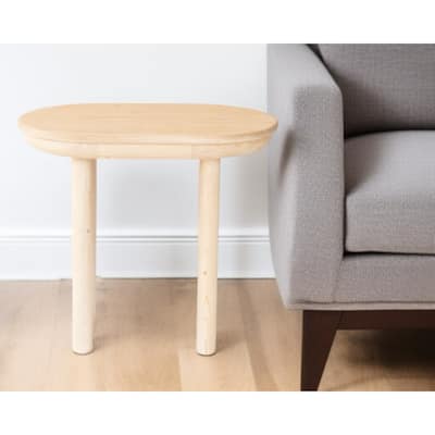 HomeRoots 22" Natural Solid Wood Oval Sled End Table - 24' X '22' X '16