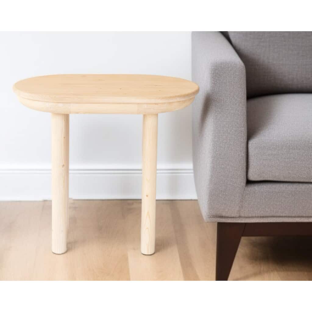 HomeRoots 22" Natural Solid Wood Oval Sled End Table - 24' X '22' X '16