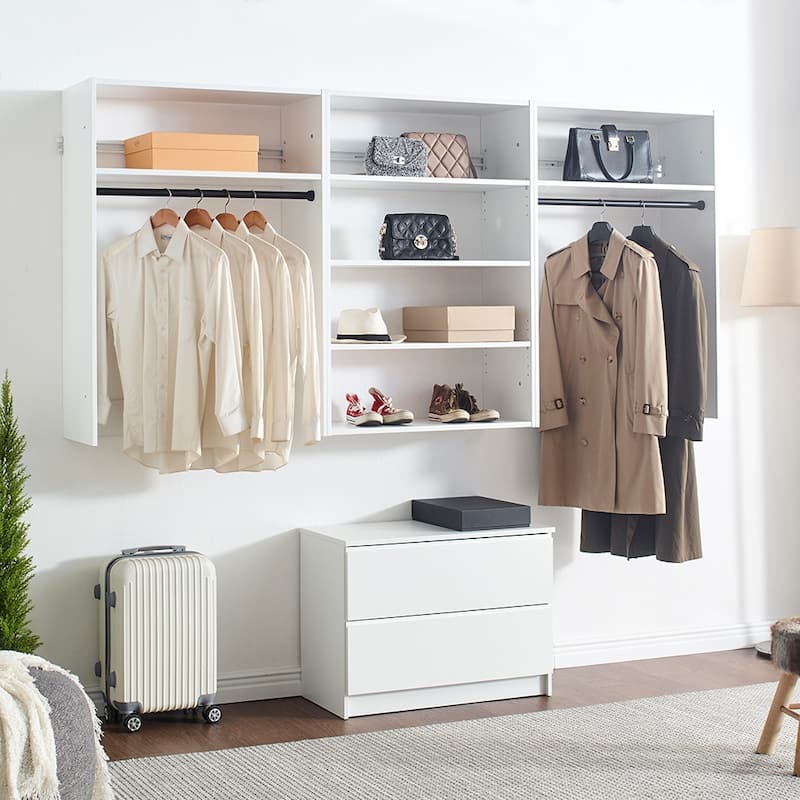 Devi Wall Mounted Wood Closet System - White