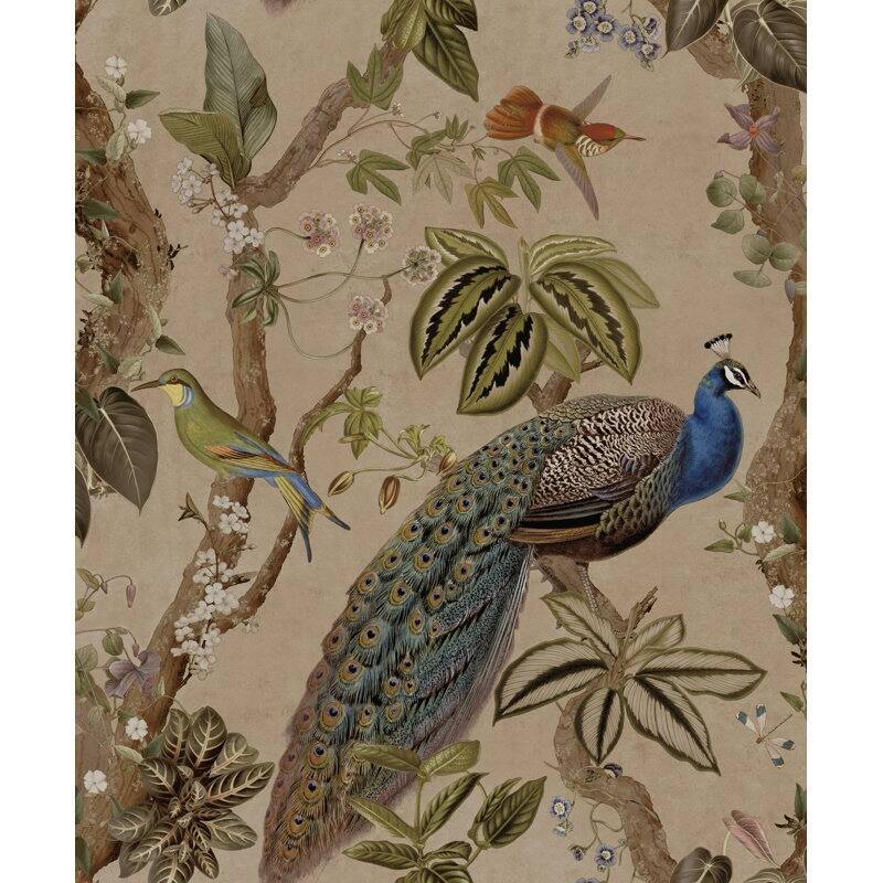 Cassia Peacock Non-Pasted Wallpaper - Covers 56 Square Feet - Taupe