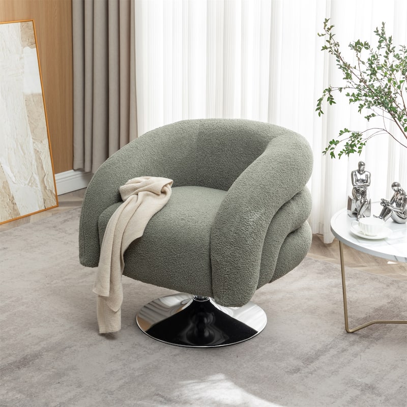 Modern Swivel Teddy Upholstered Sofa Chair - Emerald