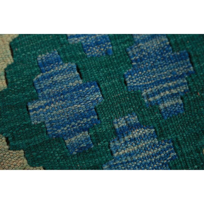 Hand Woven Oriental 100% Wool Carpet Southwestern Geometric Multi-Colored Kilim Area Rug - 8' 4'' X 5' 8''