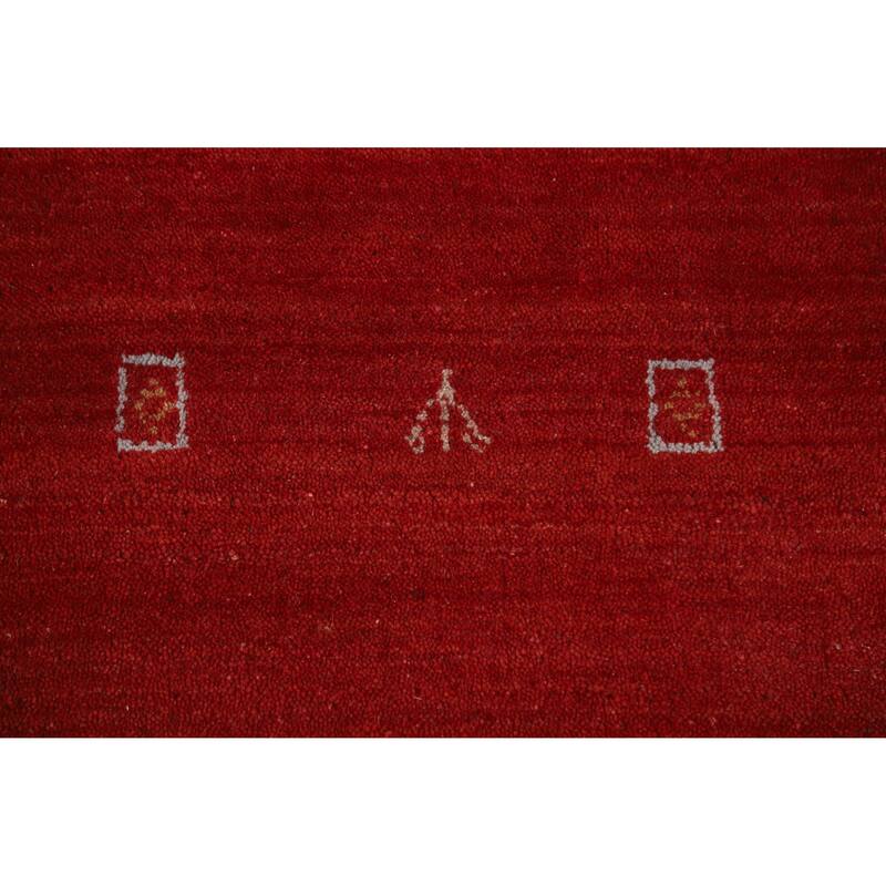 Hand Knotted Oriental 100% Wool Carpet Tribal Tribal Red Gabbeh Area Rug - 9' 9'' X 6' 8''