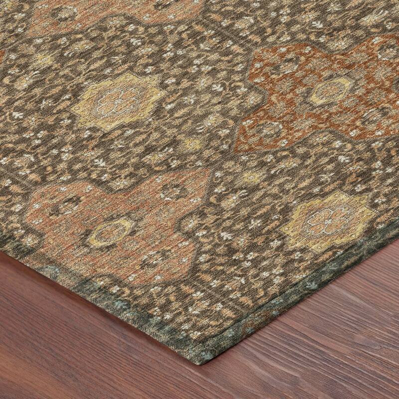 Machine Washable Indoor/ Outdoor Traditional Columbus Chantille Rug