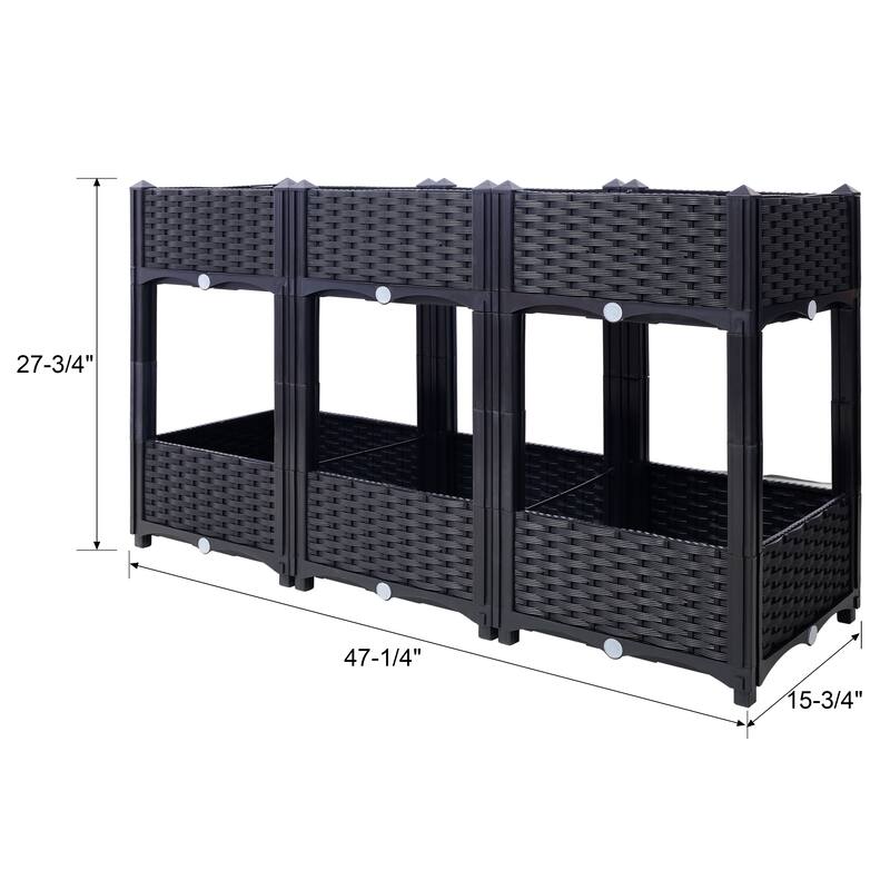 Modern Minimalist Garden Bed with Drainage Plug Raised Bottom Drainage Holes, for Vegetable Flower Herb Outdoor - 8' x 10'