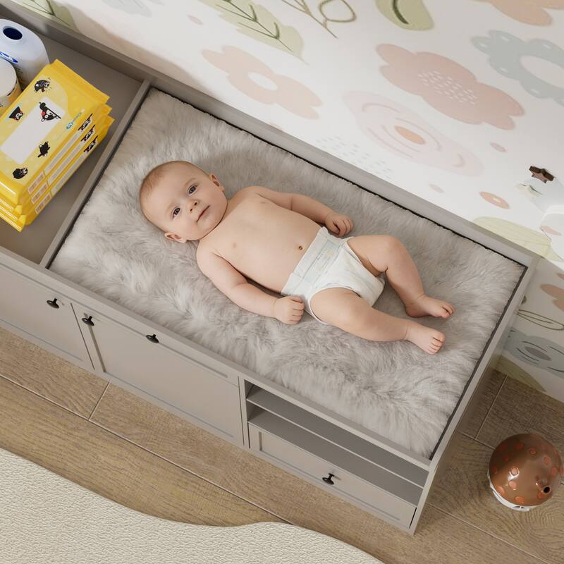 Changing Table Dresser with Drawers and Shelves
