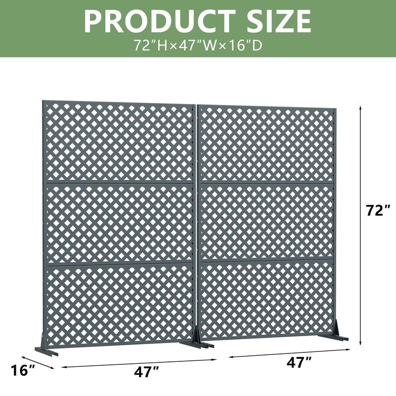Outdoor Rectangle Privacy Screens Metal Screen Fence Panel Set of 2