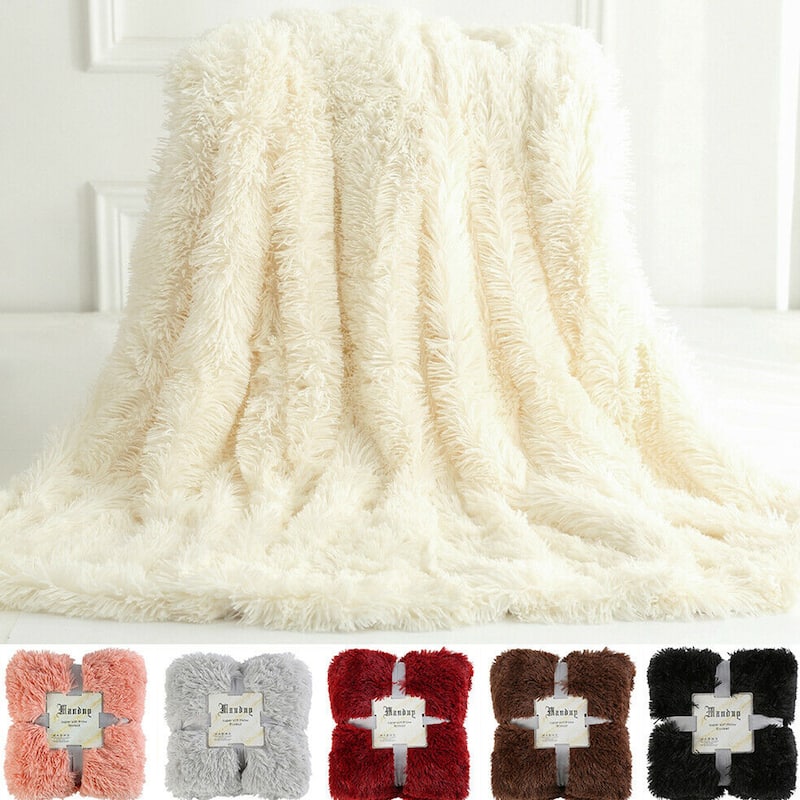 Plush Faux Fur Throw Blanket Reversible Pink - On Sale - Bed Bath ...