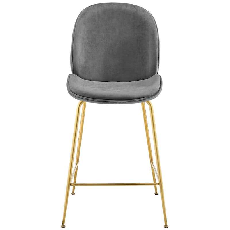 Scoop Gold Stainless Steel Leg Performance Velvet Counter Stool - N/A