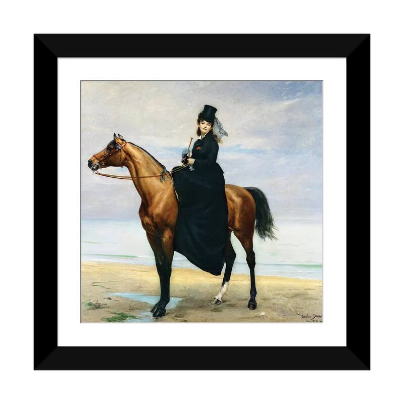 iCanvas "Equestrian Portrait of Mademoiselle Croizette, 1873" by Charles Emile Auguste Carolus-Duran - Black - 24x24x1