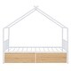 preview thumbnail 5 of 12, White Twin Size Metal House Bed with Two Drawers & Roof