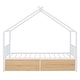 preview thumbnail 5 of 12, White Twin Size Metal House Bed with Two Drawers and Roof