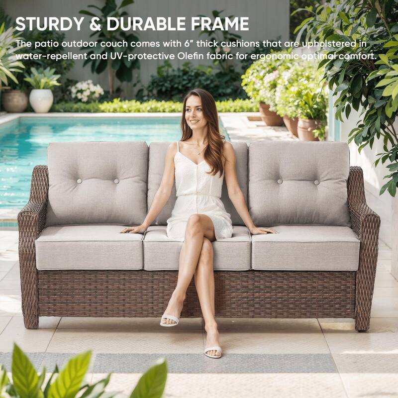 Pocassy Wicker Sofa Chair Set for Garden