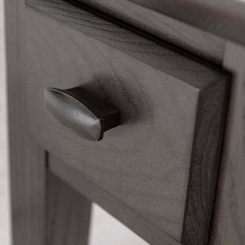 Teegan Solid Wood Narrow Side End Table with Shelf and Drawer