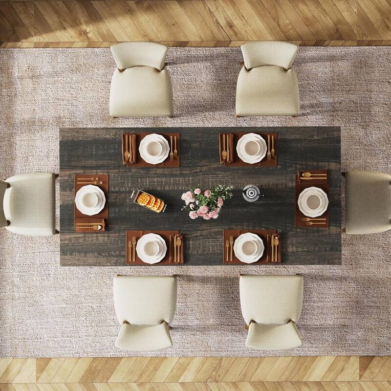 Farmhouse Wood Rectangular Dinner Dining Table for Kitchen Dining Room