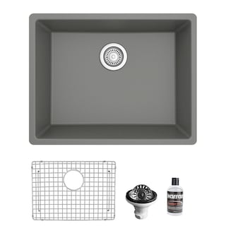 Karran Undermount 24.38 in Single Bowl Quartz Kitchen Sink Kit