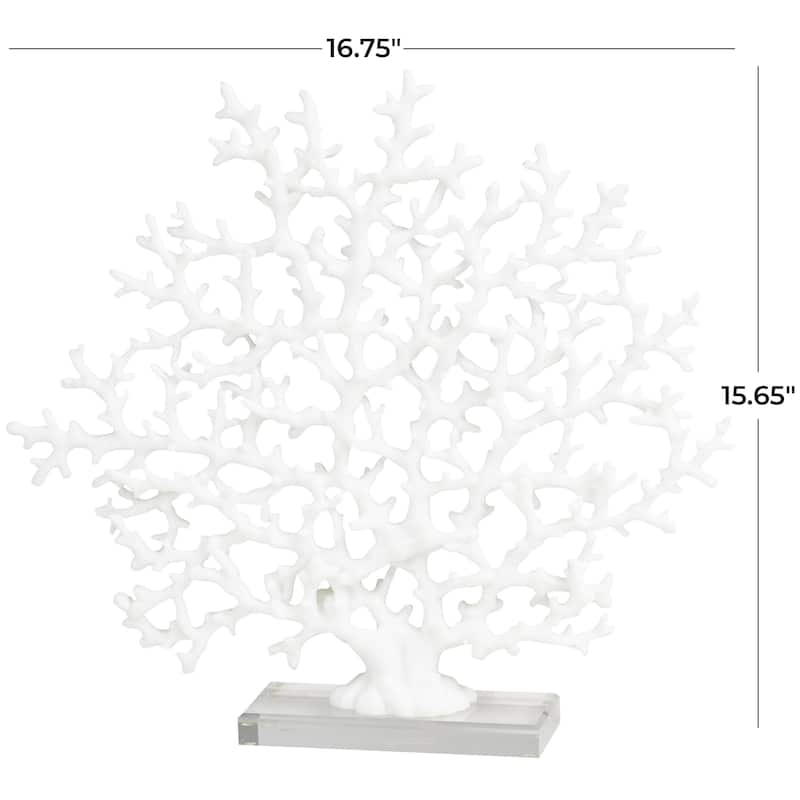 Resin Coral Decorative Sculpture with Clear Resin Base - White or Blue - Roche River Decor