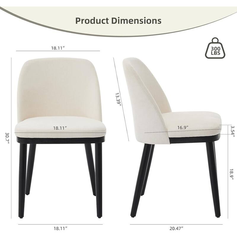 Set of 2 Modern Dining Upholstered Accent Chairs for Kitchen, Dining Room