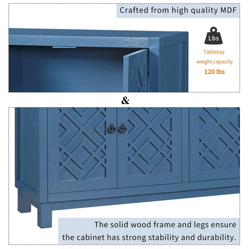Nestfair 4 Door Buffet Cabinet Sideboard with Pull Ring Handles