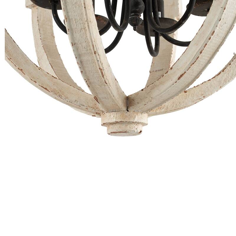 White Globe Pendant Chandelier, Wood Ceiling Hanging Light for Living Room Bedroom, Pendant Ceiling Lighting Fixture