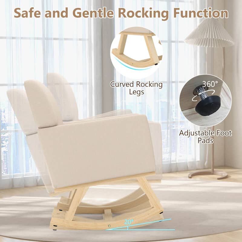Costway Modern Upholstered Rocking Chair Rocking Armchair for Living