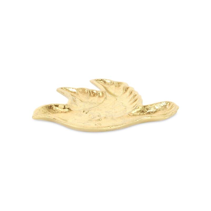 HomeRoots 7" Gold Cast Iron Dove Handmade Trinket Tray