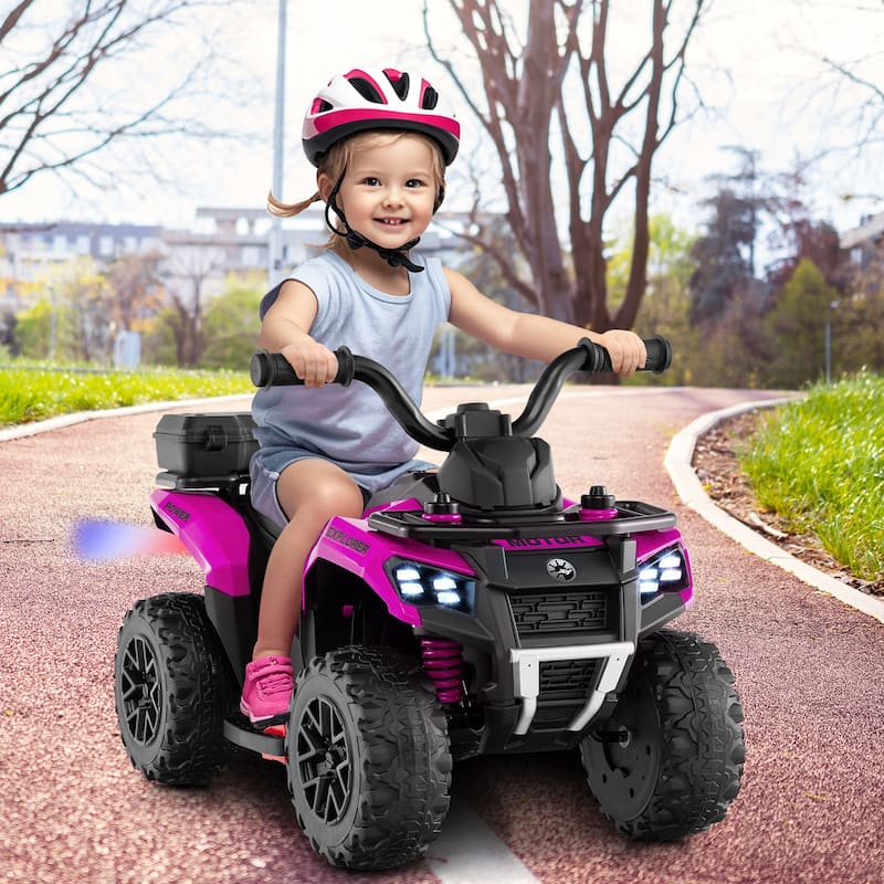 6V Kids Ride On ATV with Spray Function and Storage Box with Music - 27" x 16" x 17" (L x W x H)