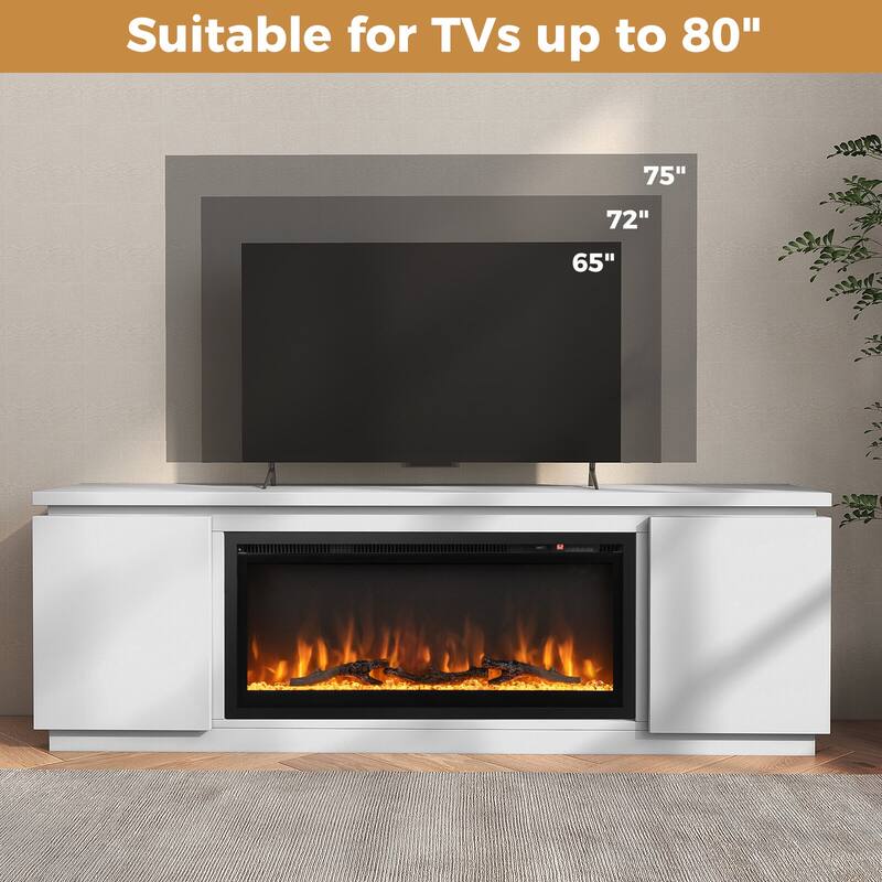 Costway Fireplace TV Stand for TVs up to 80" with Electric Fireplace 3 - See Details