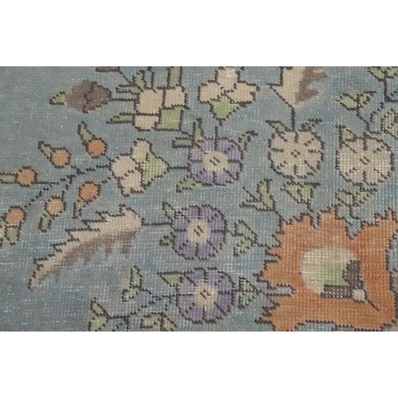 Blue Medallion Tabriz Persian Vintage Rug Hand-Knotted Wool Carpet - 9'7" x 12'4"