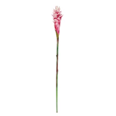 Set of 3 Real Touch Pink Artificial Ginger Flower Stem Tropical Spray 31in - 31" L x 3" W x 3" DP