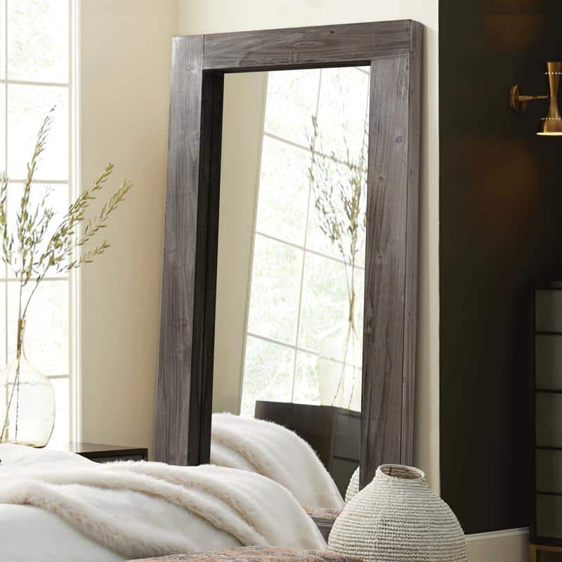 Farmhouse Rectangular Solid Wood Framed Full Length Leaning Mirror - 71"x31" - Charcoal
