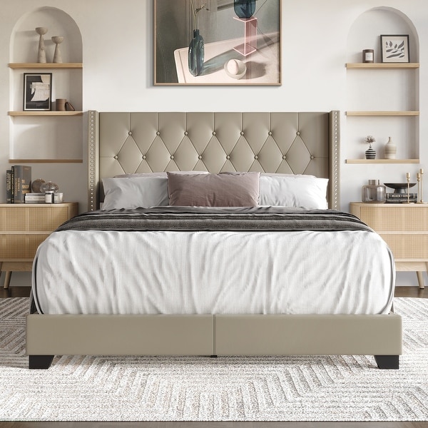 Glam upholstered bed discount