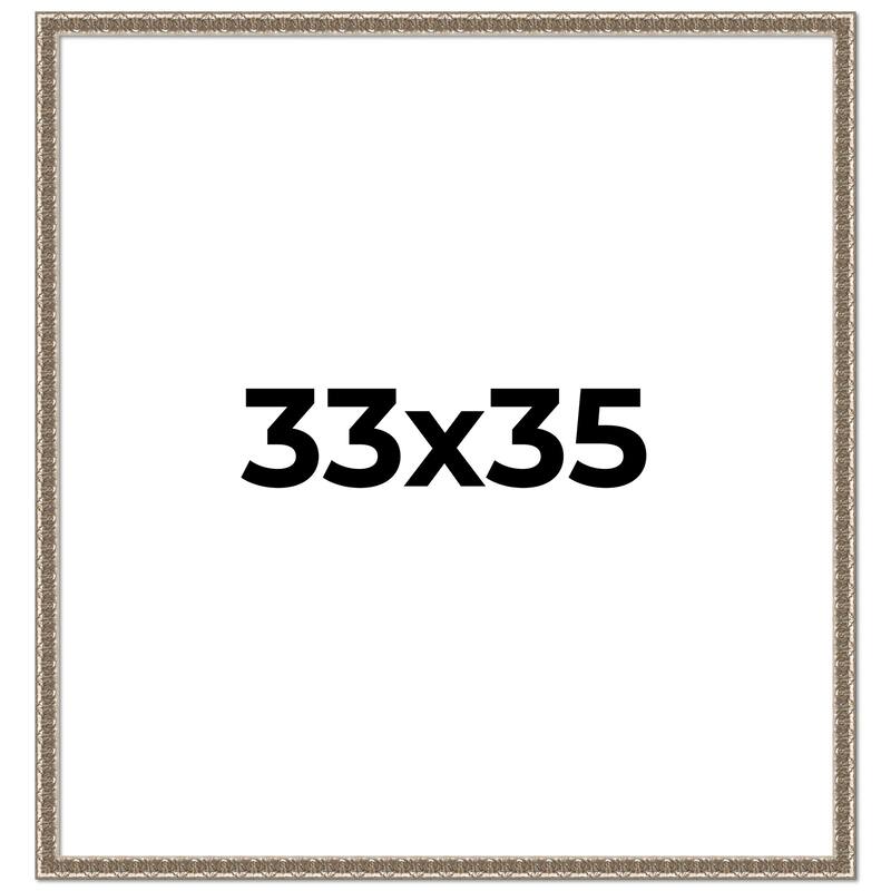33x35 Frame Silver Versailles Ornate Solid Wood Picture Frame | 1 Inch