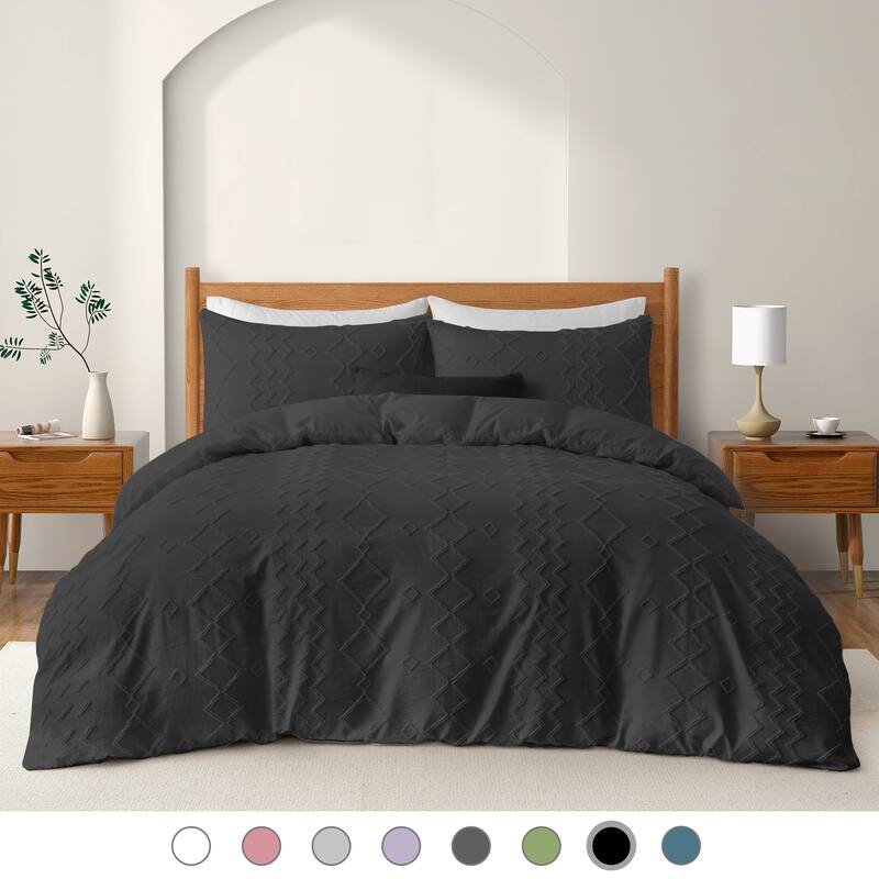 Clipped Jacquard Geometric Duvet Cover & Pillowcase Set