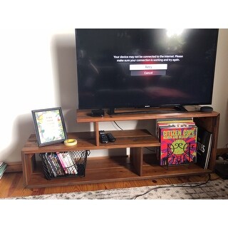 60" Solid Wood Asymmetrical TV Stand Console - 60 x 15 x 23h