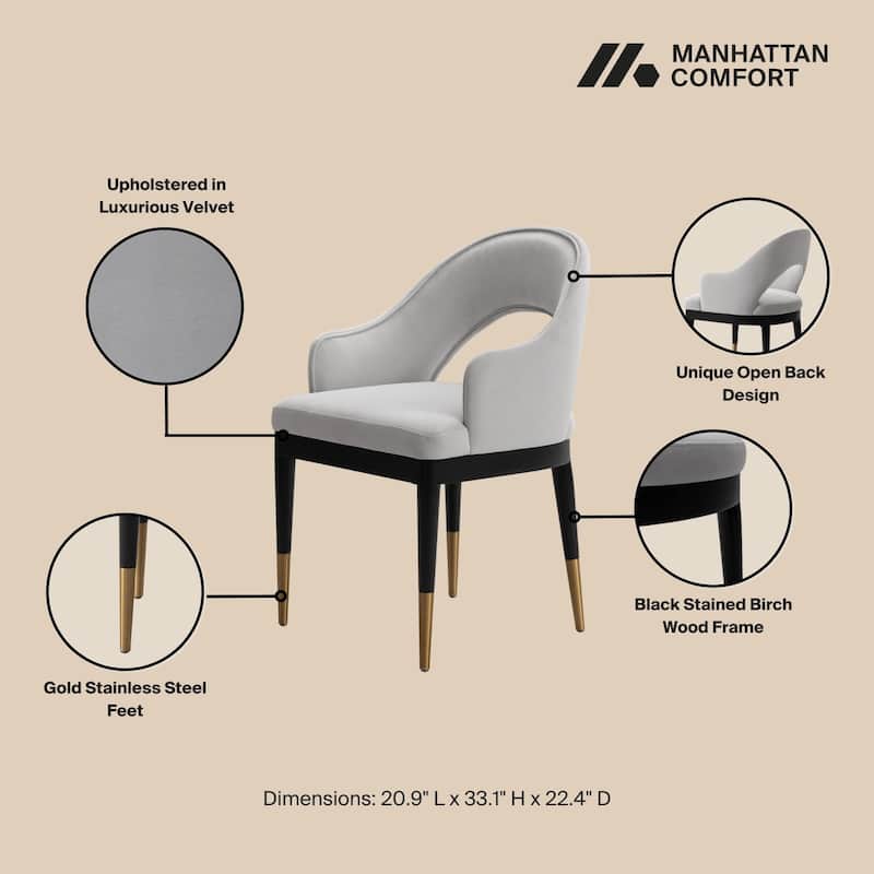 Manhattan Comfort Modern Carrington Velvet Dining Armchair