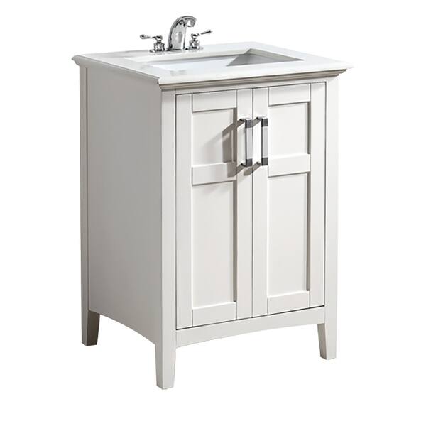 Wyndenhall Salem 24 Inch Contemporary Bath Vanity With Bombay White Engineered Quartz Marble Extra Thick Top Overstock 7720673 Soft White 1 Shelf